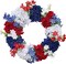 16" Patriotic Silk Hydrangea Wreath - Red, White, and Blue Americana Decor for Front Door - All-Weather Artificial Floral Wreath with Green Leaves for Memorial Day and 4th of July